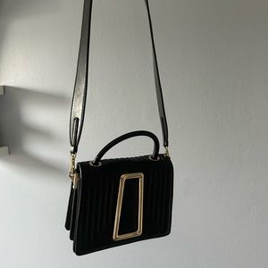 Zara Black Shoulder Bag with Gold Hardware